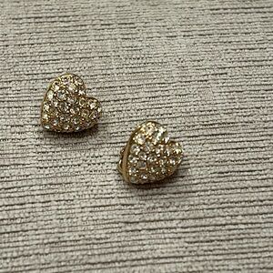 Swarovski Pave Crystal Heart Clip on Earrings
